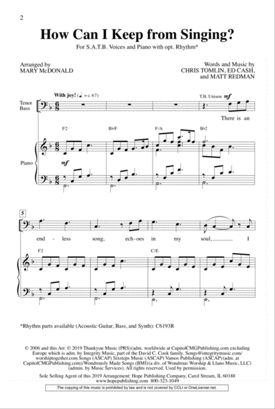 How Can I Keep From Singing? Choir scores gallery preview page 2