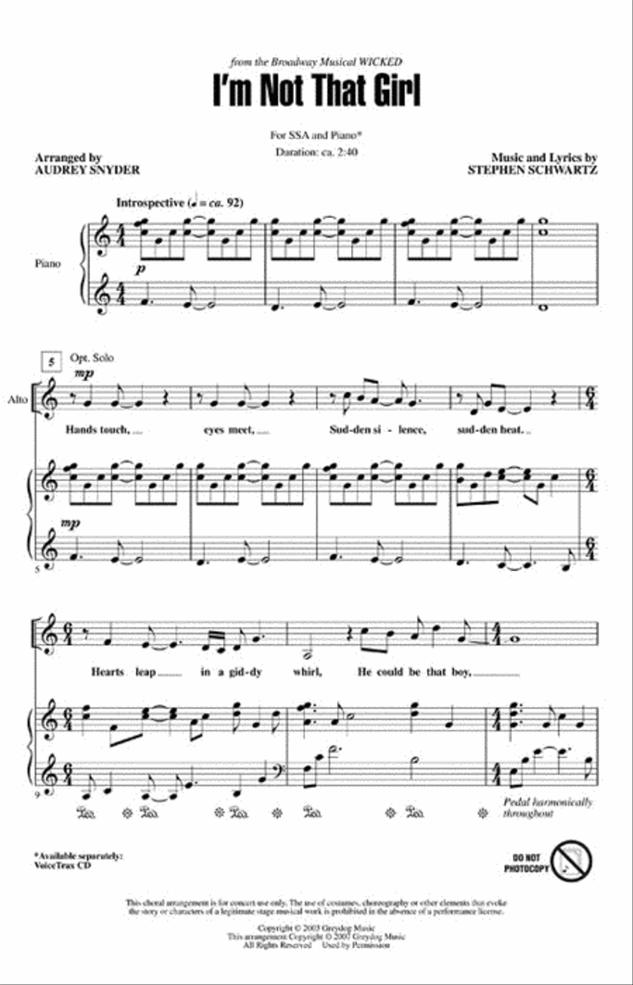 I'm Not That Girl I'm Not That Girl Choir scores gallery preview page 2