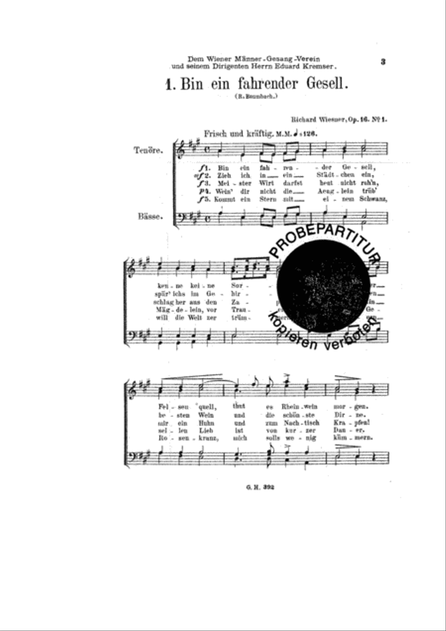 Bin ein fahrender Gesell Bin ein fahrender Gesell Men's Choir scores gallery preview page 2