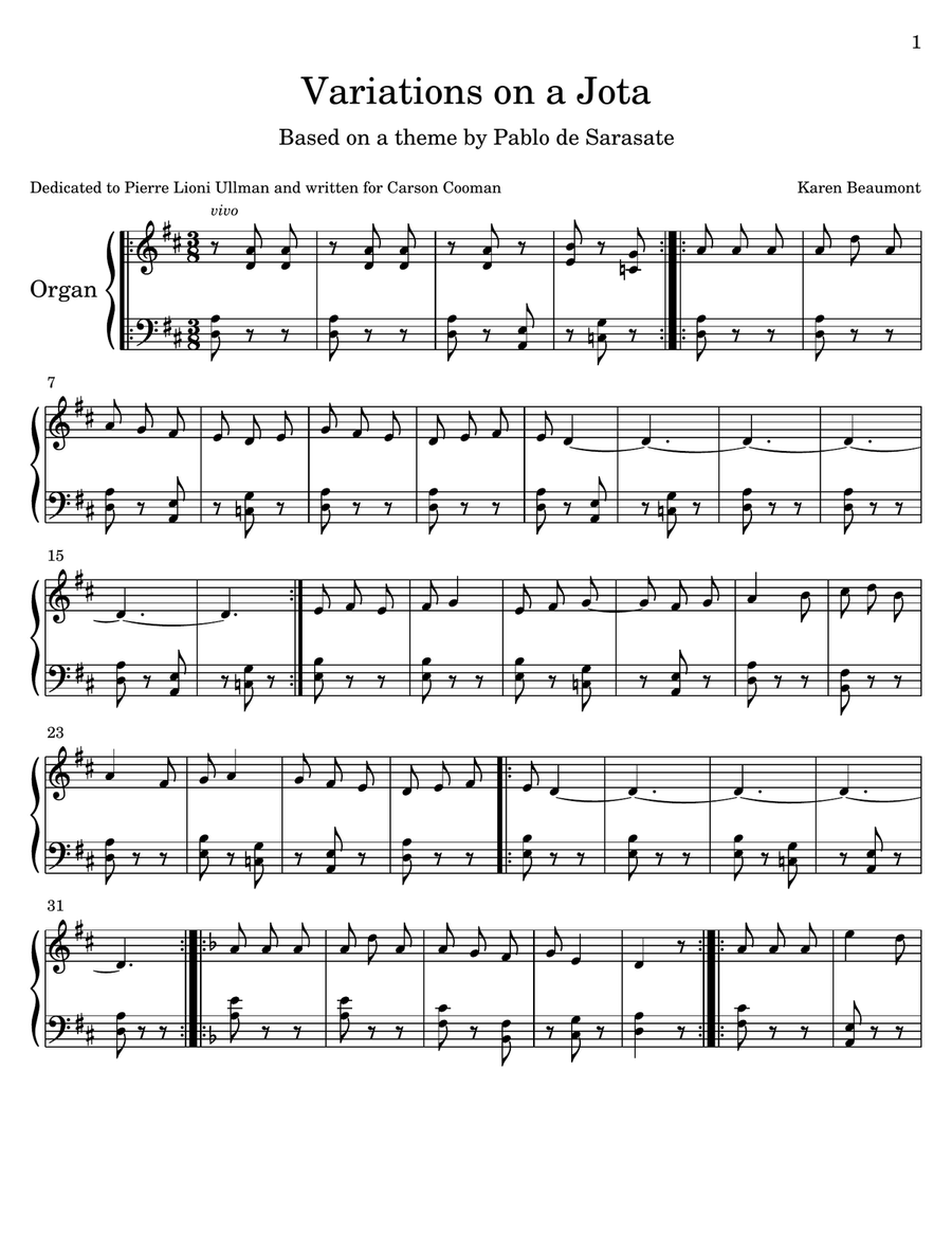 Variations on a Jota (manuals only) Organ Solo scores gallery preview page 2