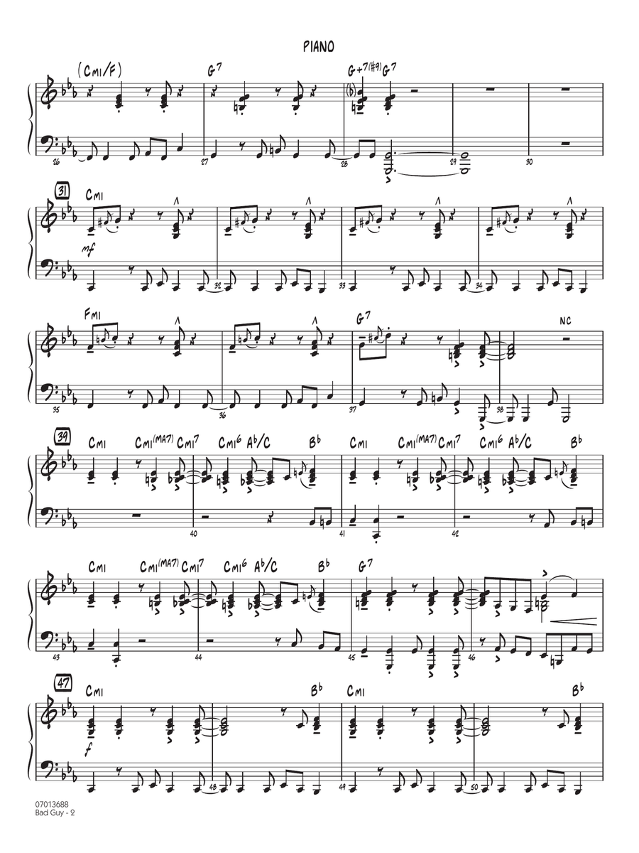 Bad Guy (arr. Roger Holmes) - Piano Jazz Ensemble scores gallery preview page 2