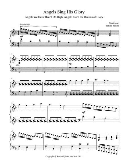 Angels Sing His Glory (late intermediate piano solo) image number null