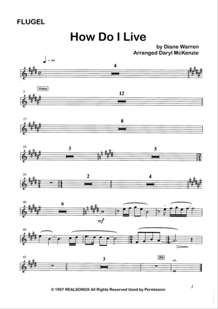 How Do I Live Tenor Saxophone scores gallery preview page 1