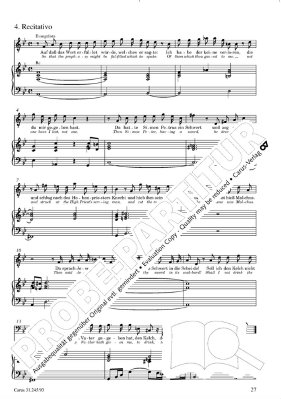 St. John Passion (Johannes-Passion) 4-Part scores gallery preview page 28