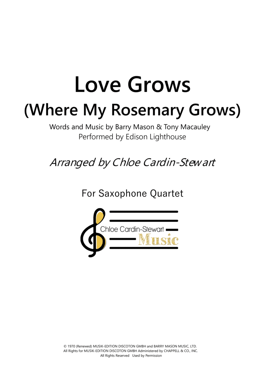 Love Grows (where My Rosemary Goes) Saxophone Quartet scores gallery preview page 1