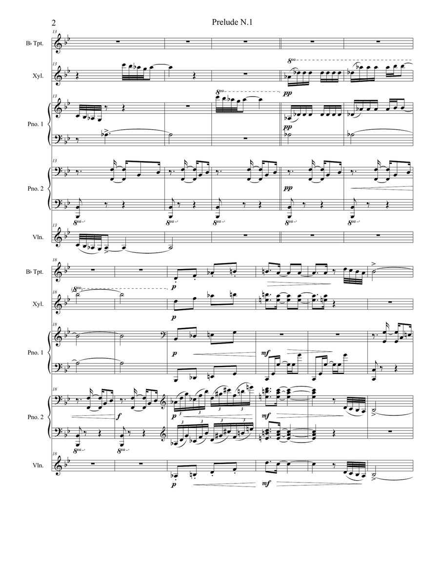 Prelude N.1 by Gershwin Small Ensemble scores gallery preview page 2