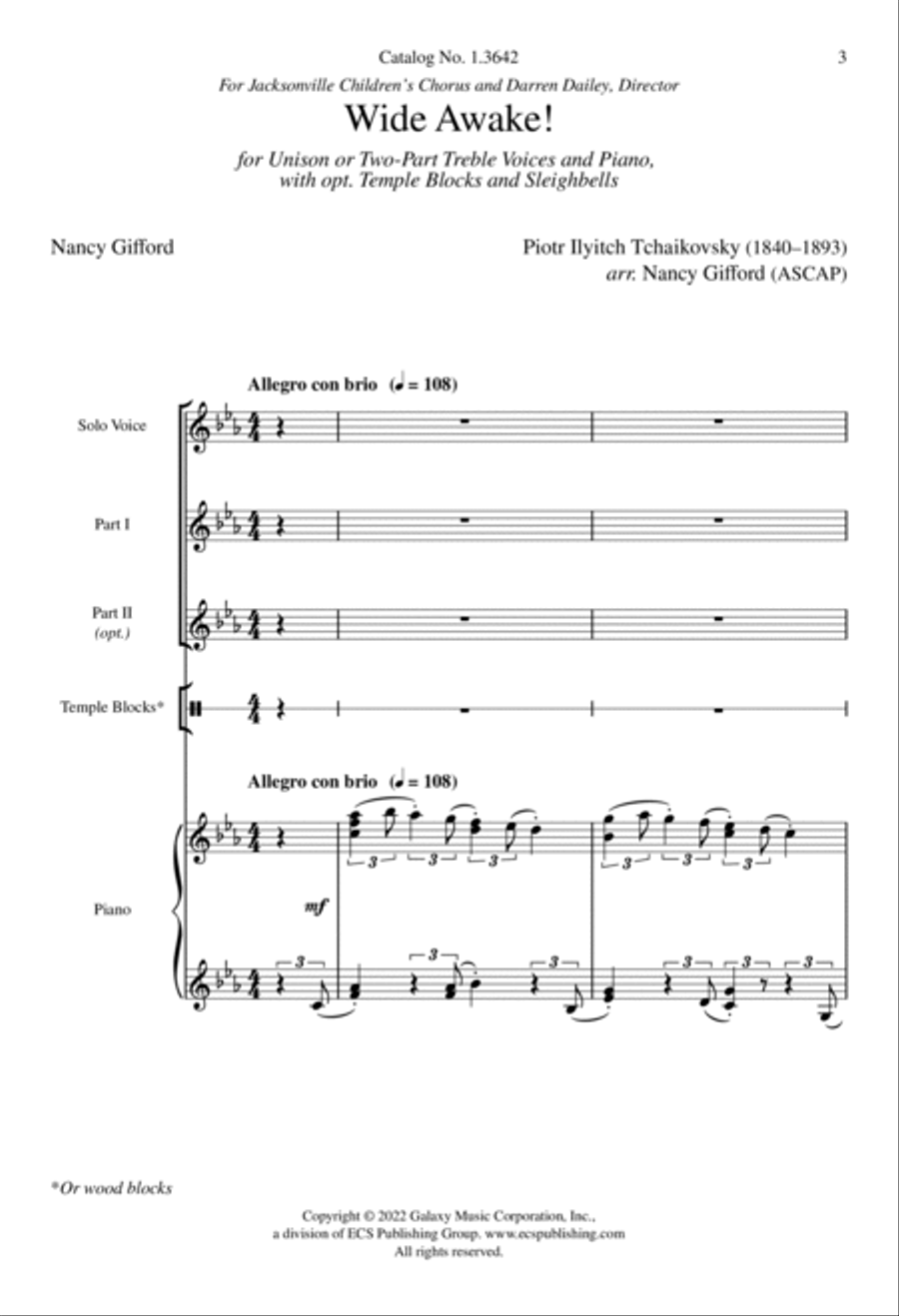 Wide Awake! Unison Choir scores gallery preview page 3