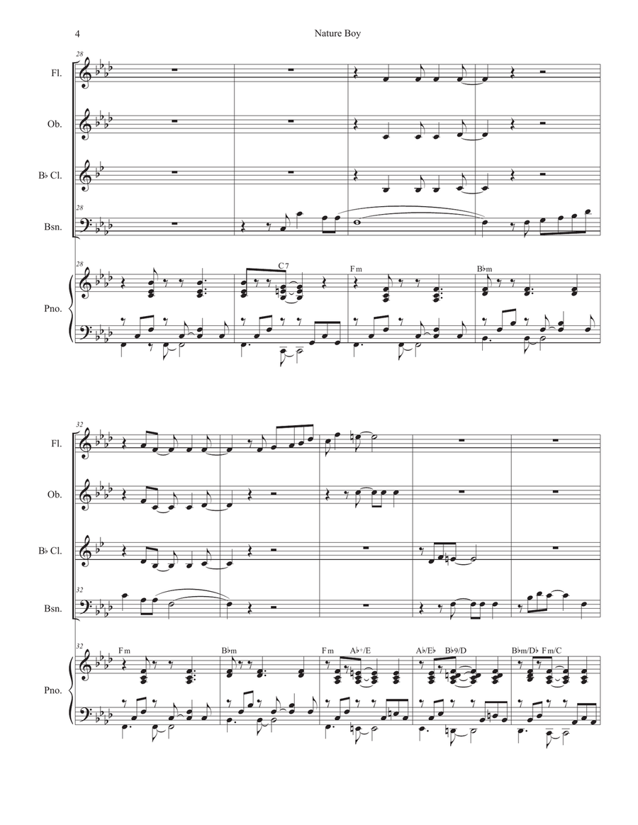 Nature Boy Nature Boy Woodwind Quartet scores gallery preview page 4