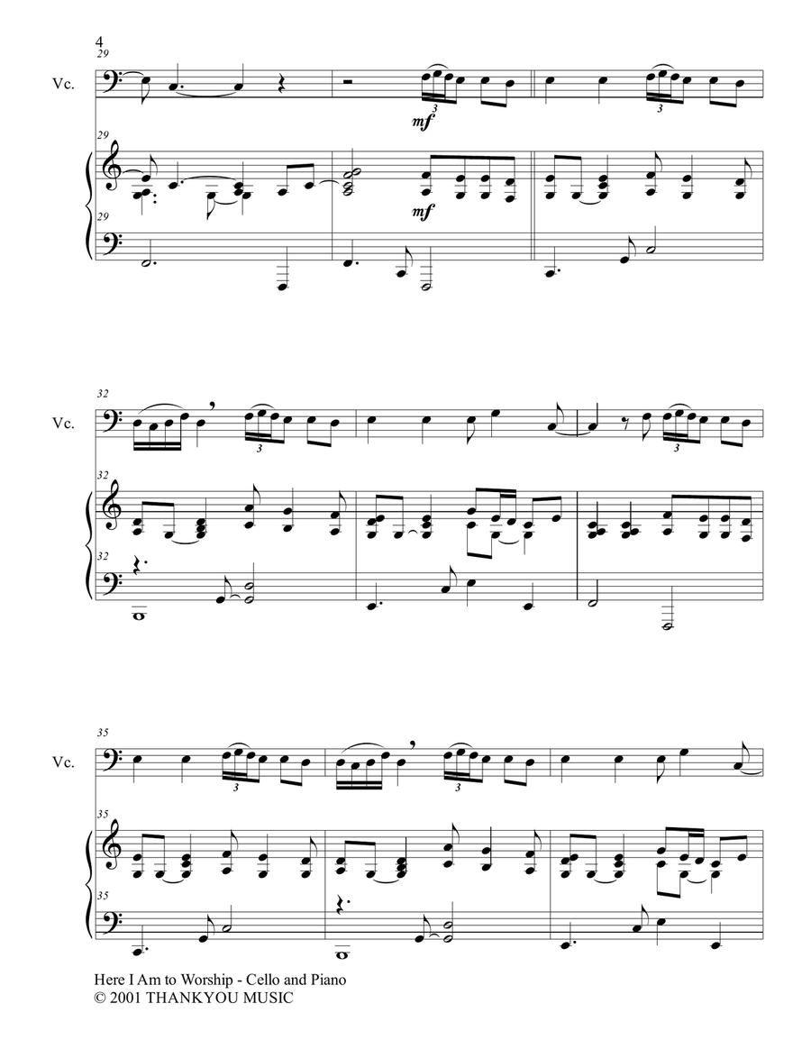 Here I Am To Worship Piano scores gallery preview page 4