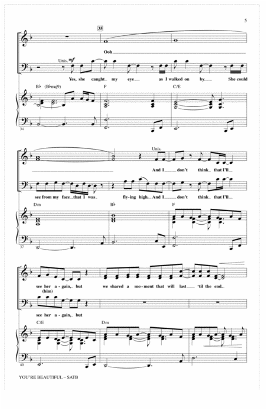 You're Beautiful (arr. Alan Billingsley) 4-Part scores gallery preview page 4