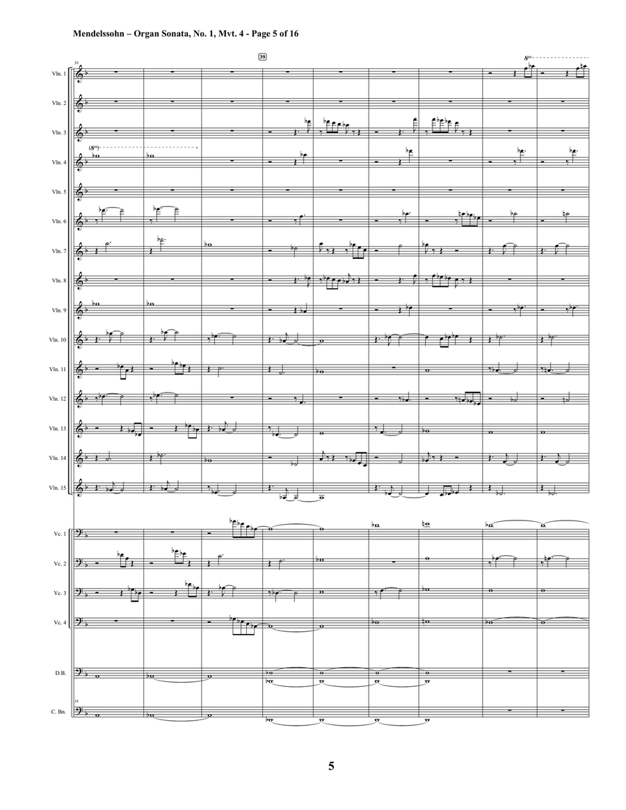 Felix Mendelssohn - Organ Sonata No. 1, Mvt. 4 (String Orchestra) String Orchestra scores gallery preview page 5