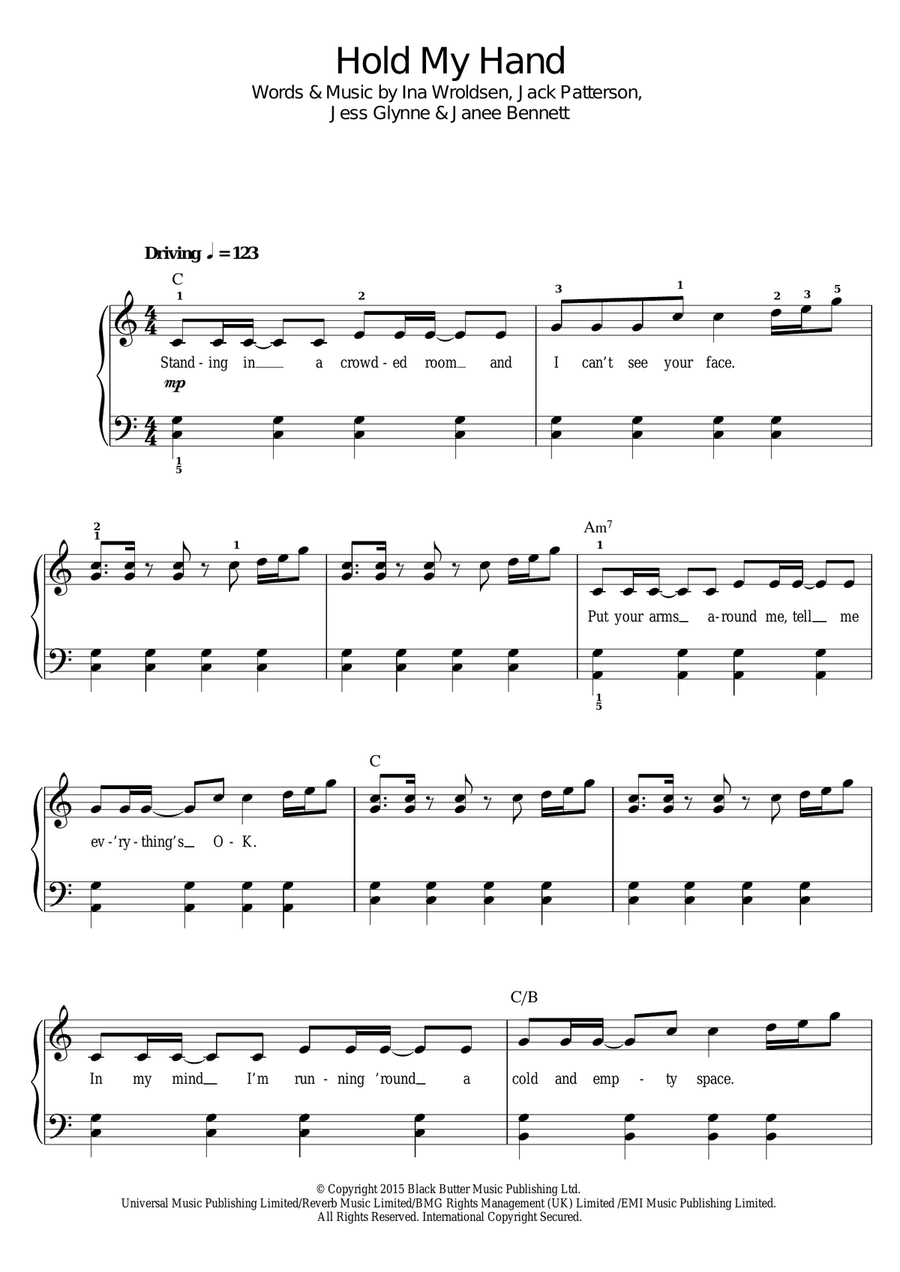 Hold My Hand Hold My Hand Piano, Vocal, Guitar scores gallery preview page 1