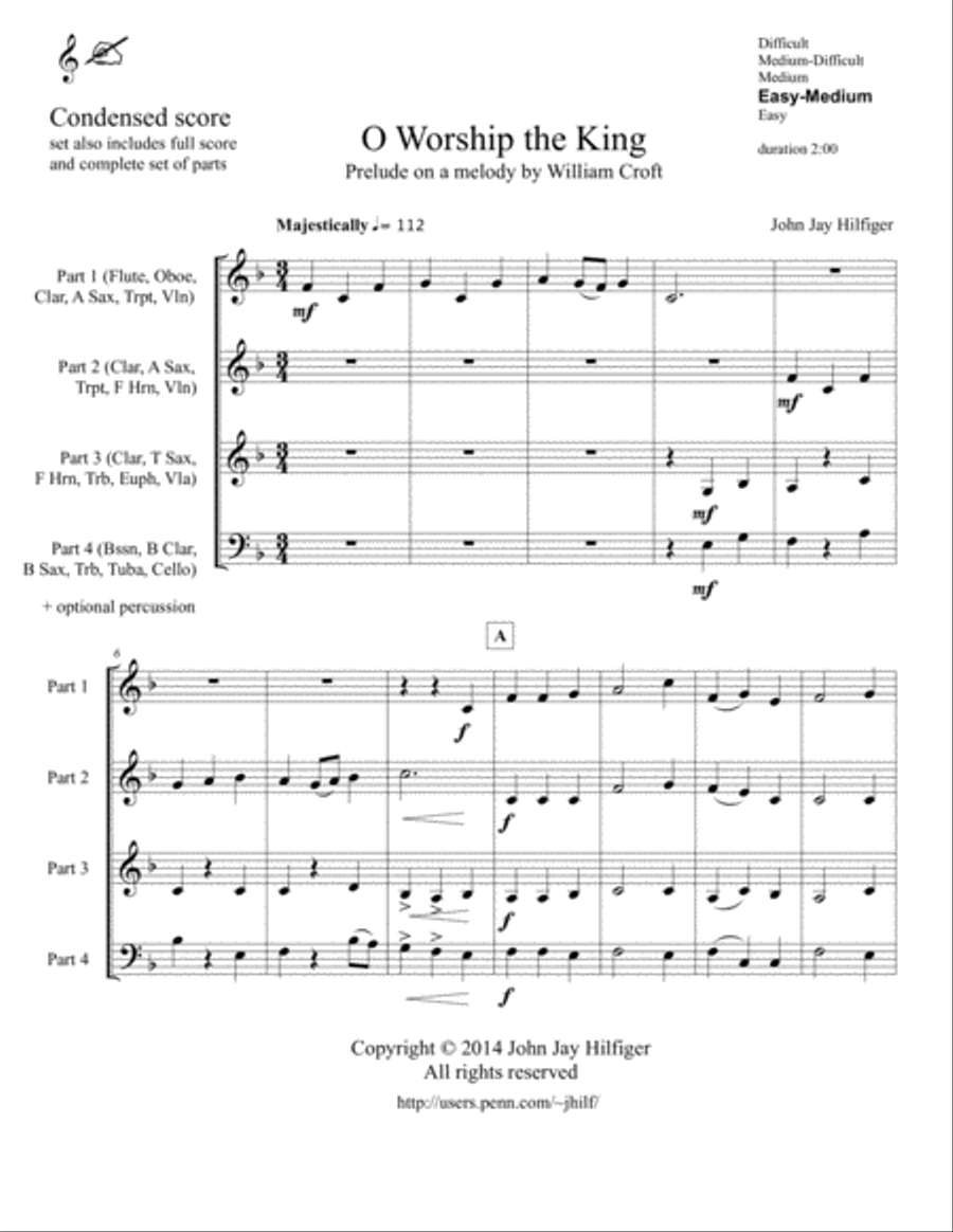 O Worship the King: Prelude on a Melody by William Croft Concert Band scores gallery preview page 5