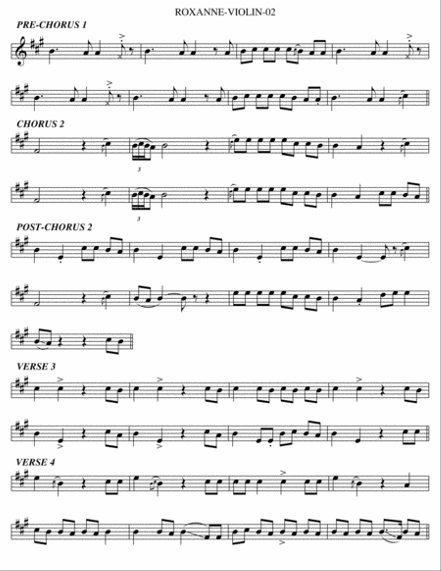 Roxanne Violin Solo scores gallery preview page 2