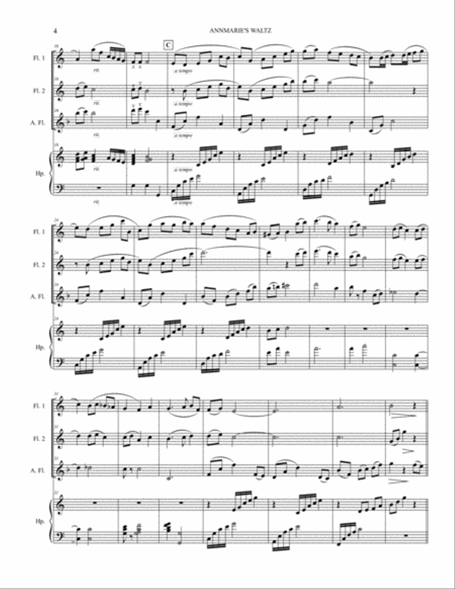 AnnMarie's Waltz (2 flutes, alto flute and harp) image number null