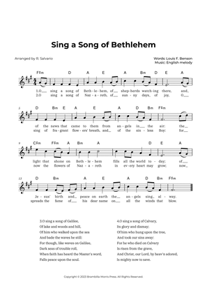 Sing a Song of Bethlehem (Key of F-Sharp Minor)