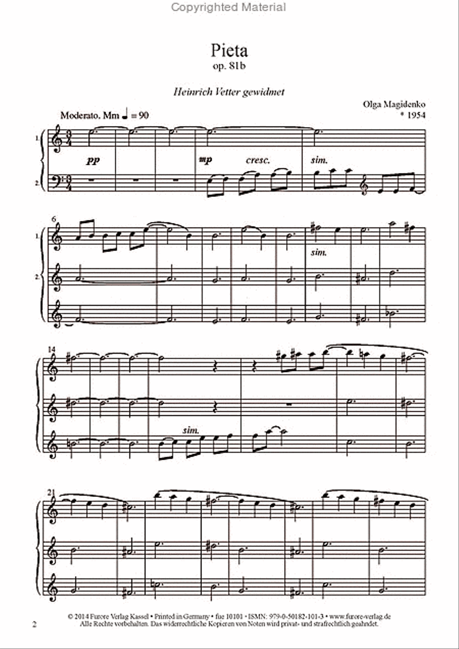 Pieta op. 81b Piano Duet scores gallery preview page 2