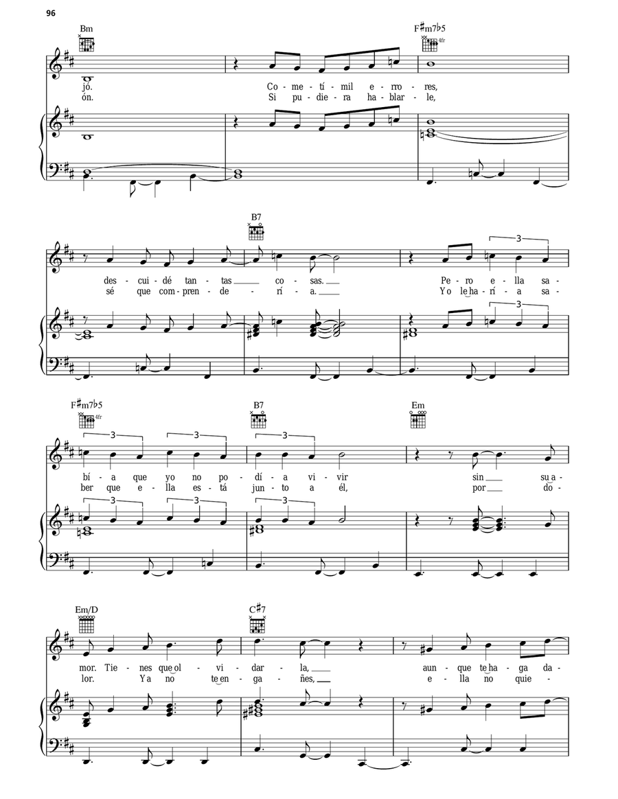 Por Ese Hombre Piano, Vocal, Guitar scores gallery preview page 3