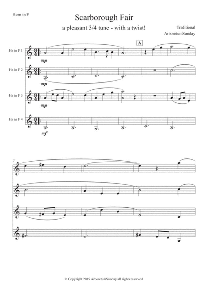 Scarborough Fair Horn in F Quartet image number null
