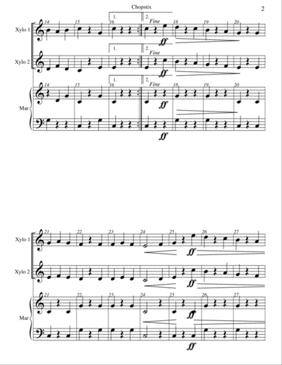 Chopstix for Keyboard Percussion Percussion Ensemble scores gallery preview page 3
