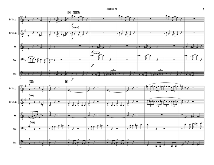 Friend Like Me Brass Ensemble scores gallery preview page 5