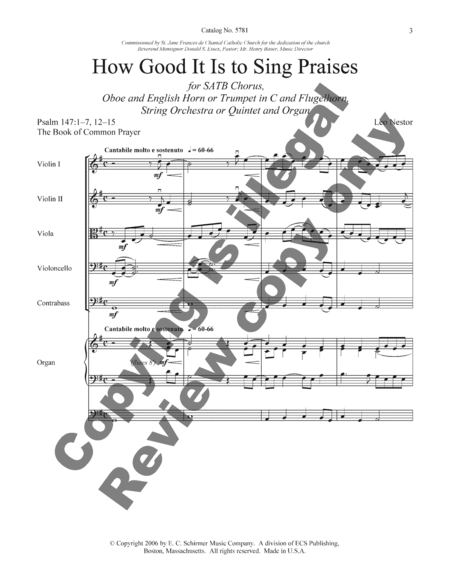 How Good It Is to Sing Praises (Full Score)