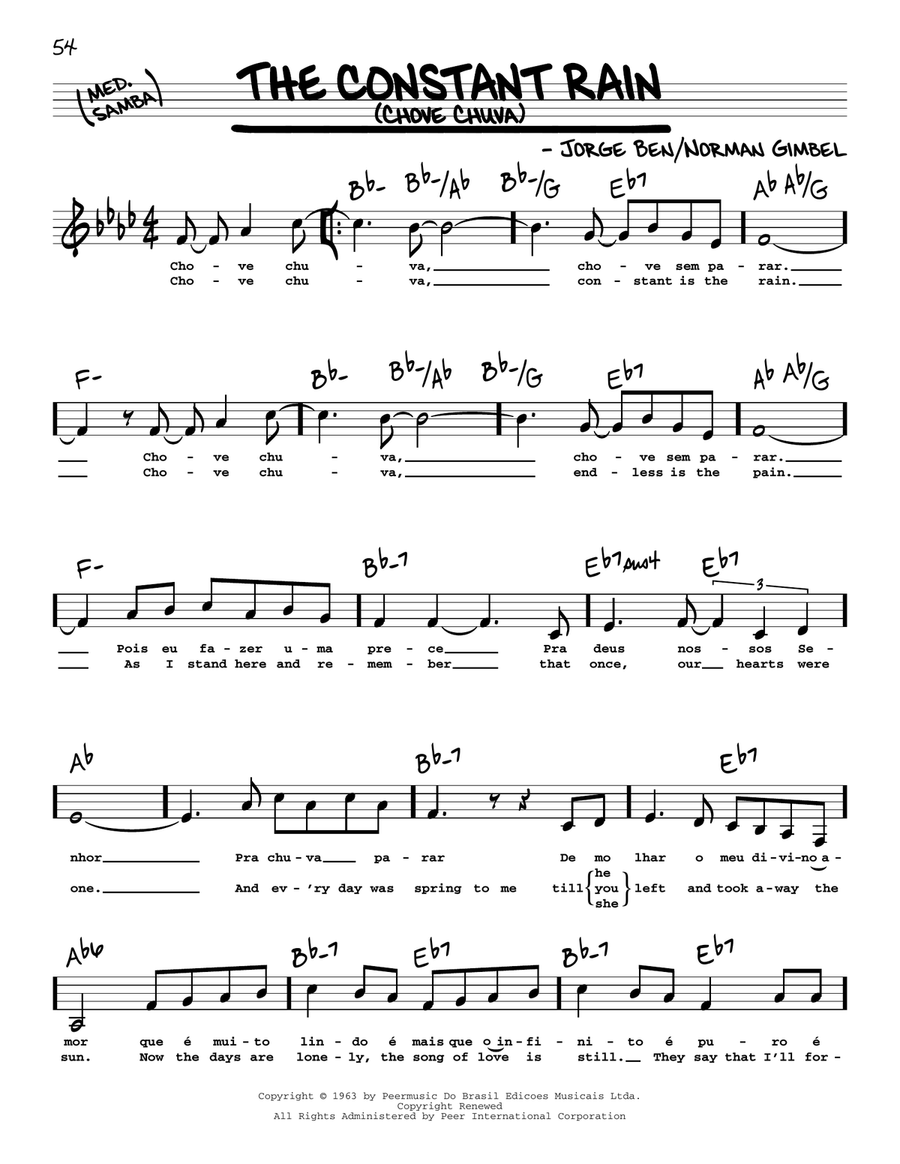 The Constant Rain (Chove Chuva) (Low Voice) Low Voice scores gallery preview page 1