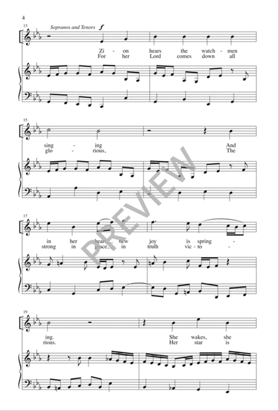 Zion Hears the Watchmen Singing 4-Part scores gallery preview page 4