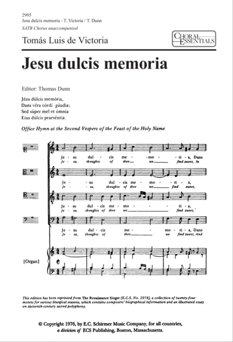Jesu dulcis memoria (Jesu, Thoughts of Thee) 4-Part scores gallery preview page 2