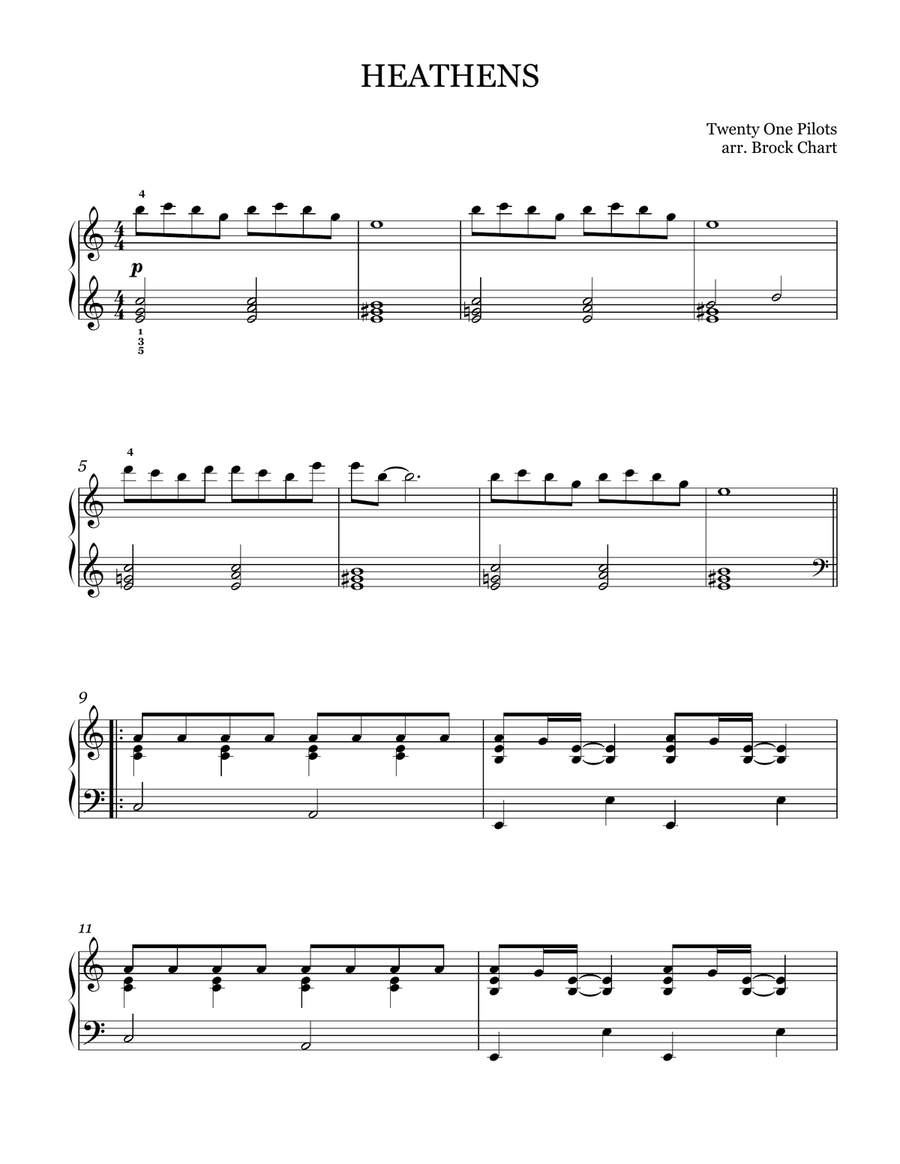 Heathens by Twenty One Pilots Easy Piano Digital Sheet Music Sheet Music Plus