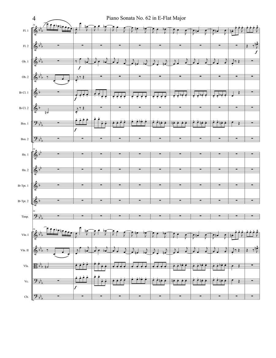 Piano Sonata in E-flat major, Hob.XVI:52, Movement 3 Full Orchestra scores gallery preview page 4