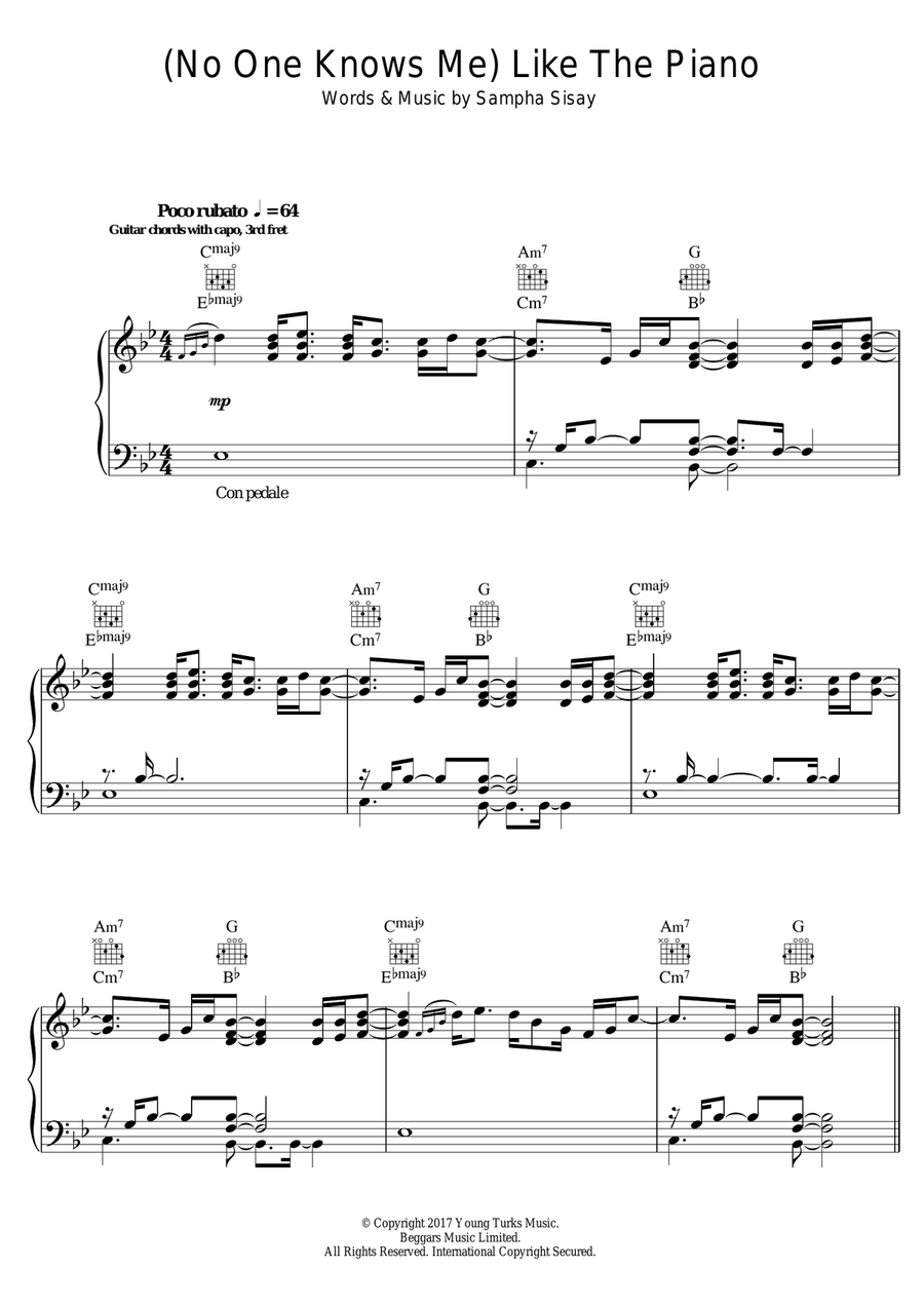 (No One Knows Me) Like The Piano Piano, Vocal scores gallery preview page 1