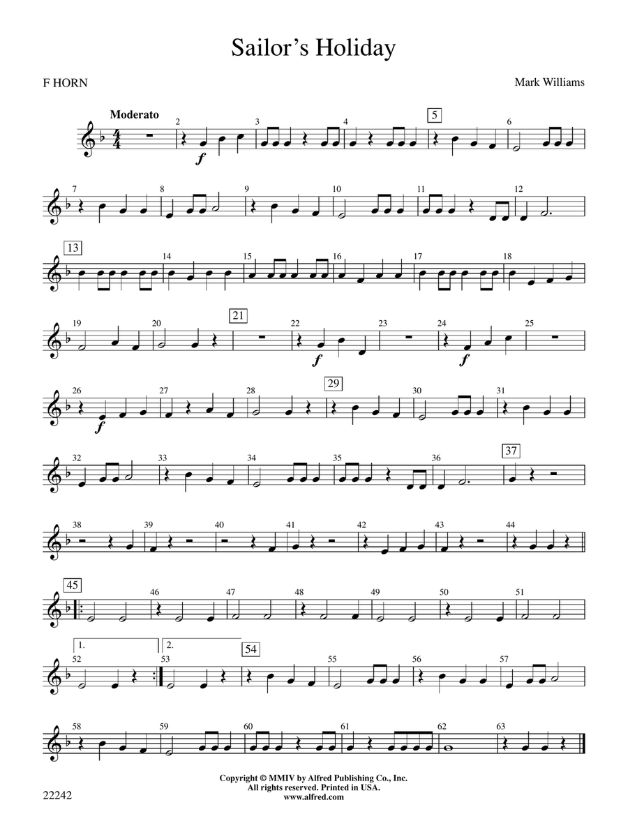 Sailor's Holiday: 1st F Horn