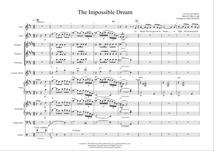 The Impossible Dream Flute scores gallery preview page 1