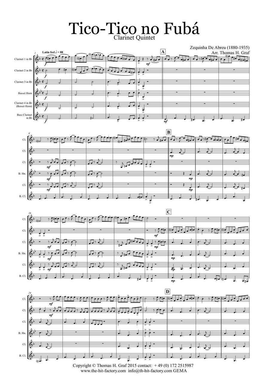 Tico-Tico no Fubá - Choro - Clarinet Quintet Clarinet Quintet scores gallery preview page 2
