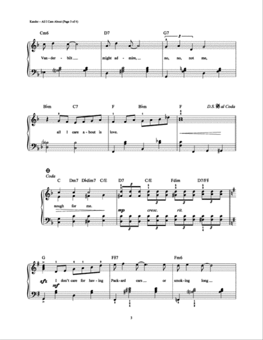 All I Care About Easy Piano scores gallery preview page 3