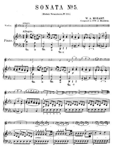Mozart—Violin Sonata No. 19 in Eb major K. 302  for violin and piano