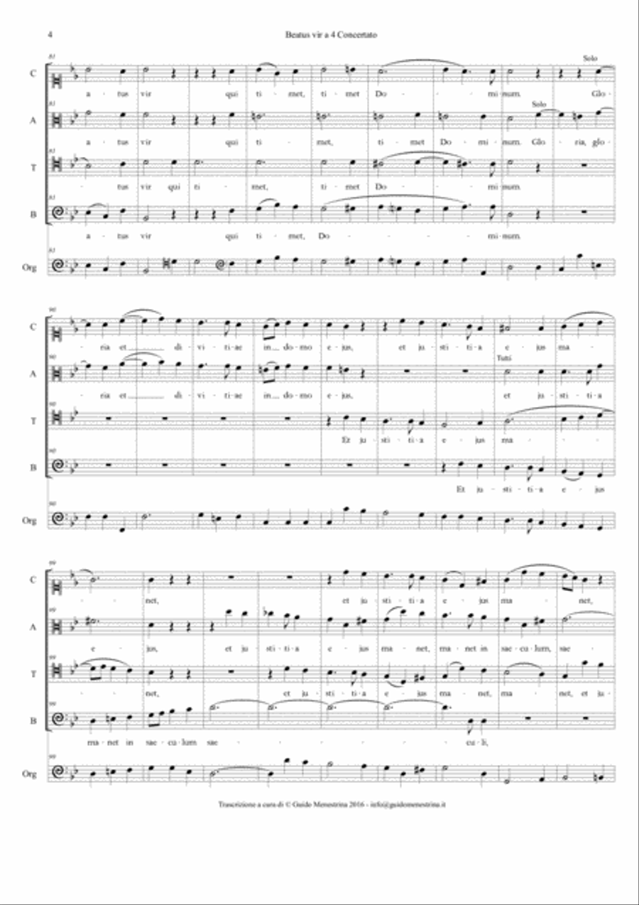 Niccolò Jommelli - Beatus vir a 4 4-Part scores gallery preview page 4