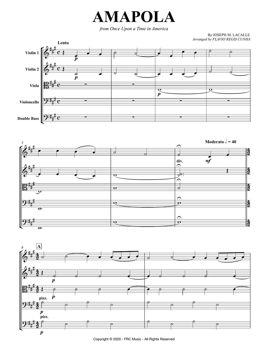 AMAPOLA (from The Motion Picture Once Upon a Time in America) for String Orchestra String Orchestra scores gallery preview page 3