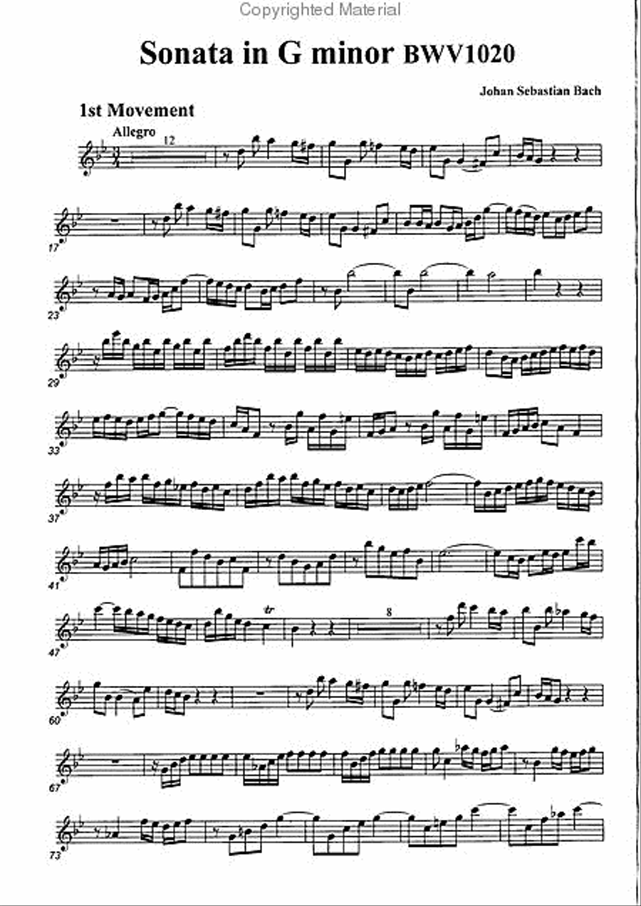 Sonata in G minor, BWV1020 Alto Recorder scores gallery preview page 2