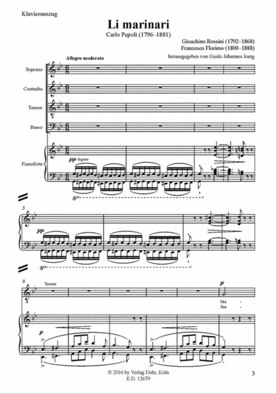 Li marinari (für vierstimmigen gemischten Chor, Klavier zu vier Händen und tiefe Streicher) 4-Part scores gallery preview page 2