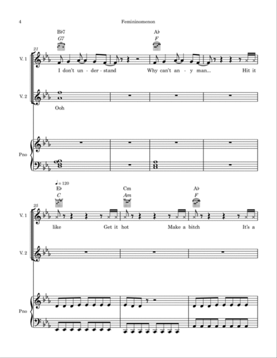 Femininomenon Piano, Vocal, Guitar scores gallery preview page 4