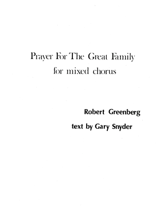 Prayer for the Great Family for mixed chorus