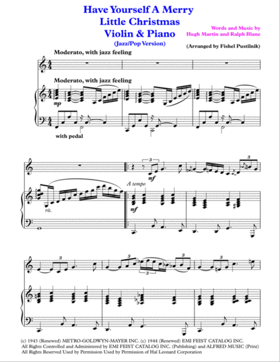 Have Yourself A Merry Little Christmas from MEET ME IN ST. LOUIS Violin Solo scores gallery preview page 2