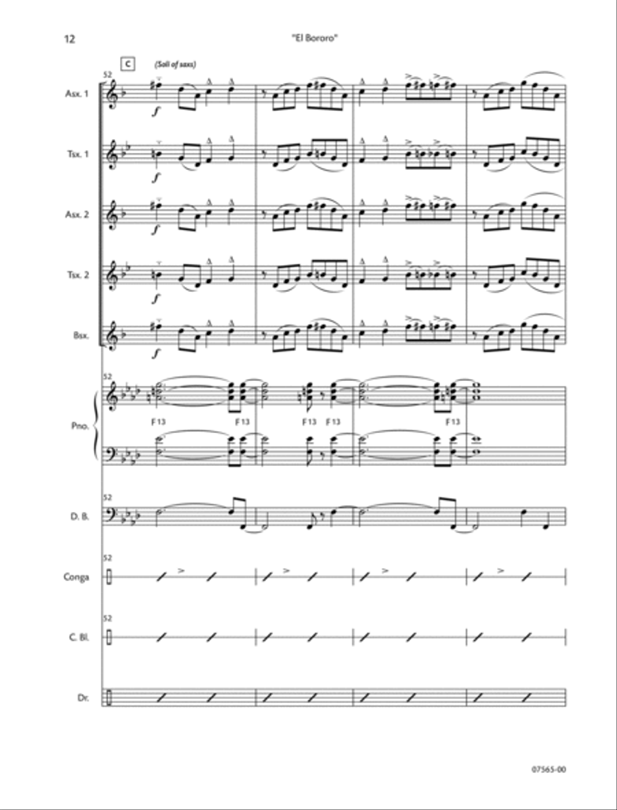 El Bororo (Mambo Funk) El Bororo (Mambo Funk) Saxophone Quintet scores gallery preview page 2
