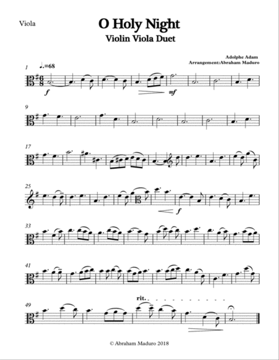 O Holy Night Violin Viola Duet-Two Tonalities Included String Duet scores gallery preview page 4