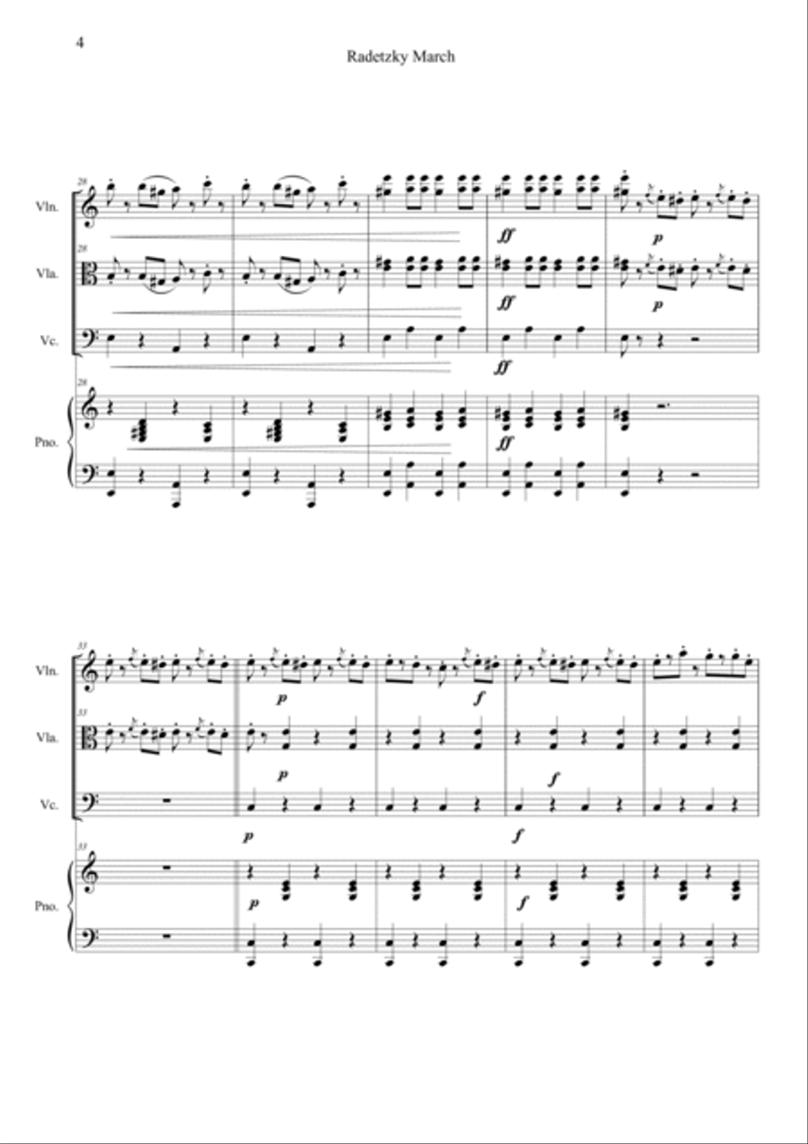 Radetzky Marsch in C Radetzky Marsch in C Piano Quartet scores gallery preview page 4