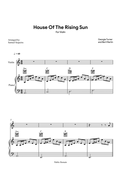 House of the Rising Sun - for Violin - with play along image number null
