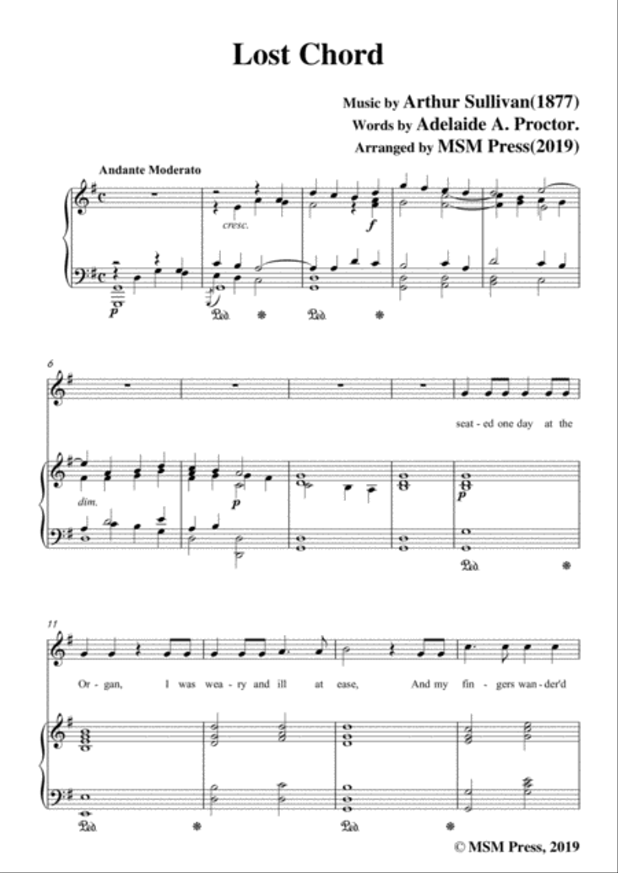 Arthur Sullivan-Lost Chord,in G Major,for Voice and Piano Voice Solo scores gallery preview page 3