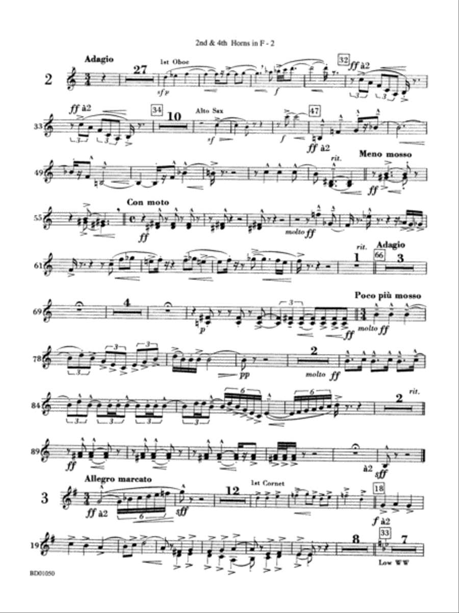 Trittico: 2nd & 4th Horns in F Concert Band scores gallery preview page 2